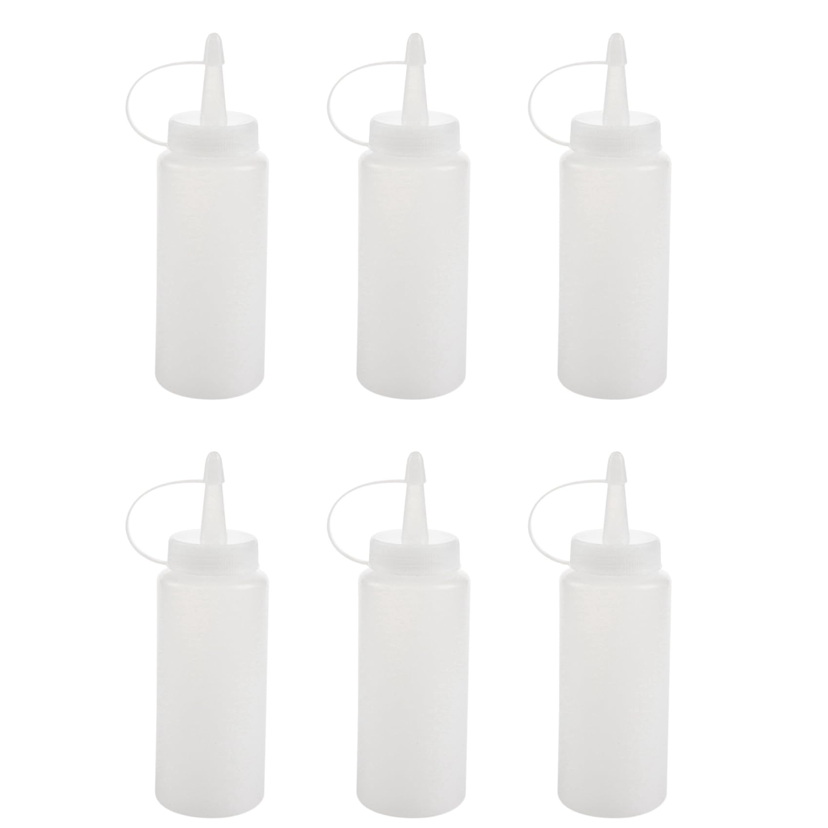 Hndhbfgrt 6X Plastic Squeeze Bottle Condiment Dispenser Ketchup Mustard Sauce Clear White 6Oz