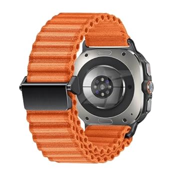 Pulseira Ondas Nylon LTimports compativel com Galaxy Watch Ultra 47mm Sm-L705 Lte (LT-Laranja)
