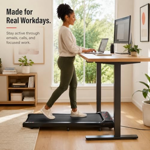 Image of Walking Pad Treadmill, 8% Incline Under Desk Treadmill for Home Office | Quiet 2.5HP motor, 265 lb capacity, 0.6-4 MPH speed, 15 x 35.4 in belt, compact for small spaces