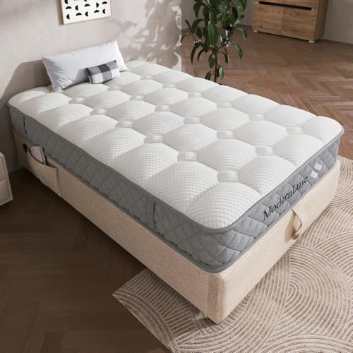 Hmluxury Colchón ortopédico de espuma fría de 90 x 200 cm, con núcleo de muelles ensacados de 7 zonas y embalaje al vacío, dureza H3 (resistencia media), certificado Öko-Tex, altura de 20 cm