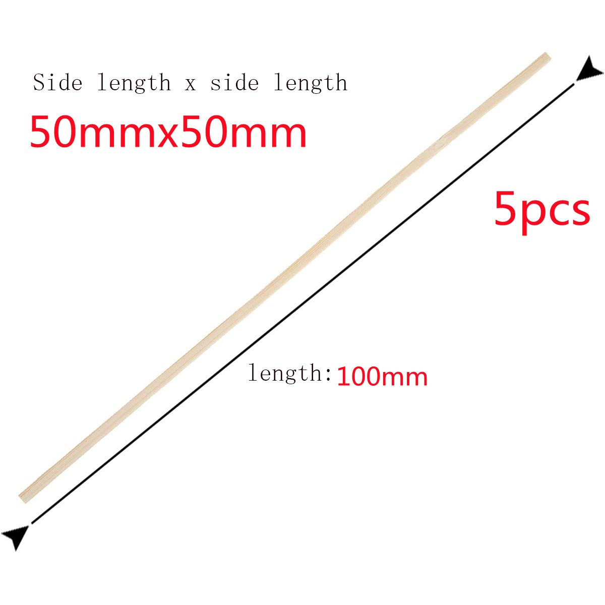Aste for tasselli quadrati in legno, 5 bastoncini quadrati in legno di pino Bastoncini in bambù naturale Bastoncini artigianali in legno for fai da te e lavori artistici, 50mmx50mmx100mm（5 pezzi） (Si
