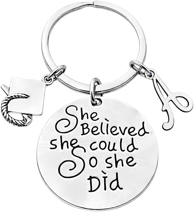 Infinity Collection Personalized Graduation Keychain with Initial Charm, Custom Graduation Gift for Graduates, 2026 Edition