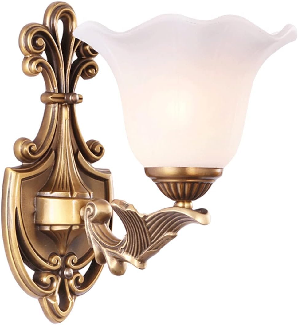 SMCCYYSD Wall Lamp, Indoor Sconces European Style Copper Lamp Creative Bedroom Bedside Modern Minimalist Aisle Corridor Luxury Romantic Staircase Lamps Bedroo,F