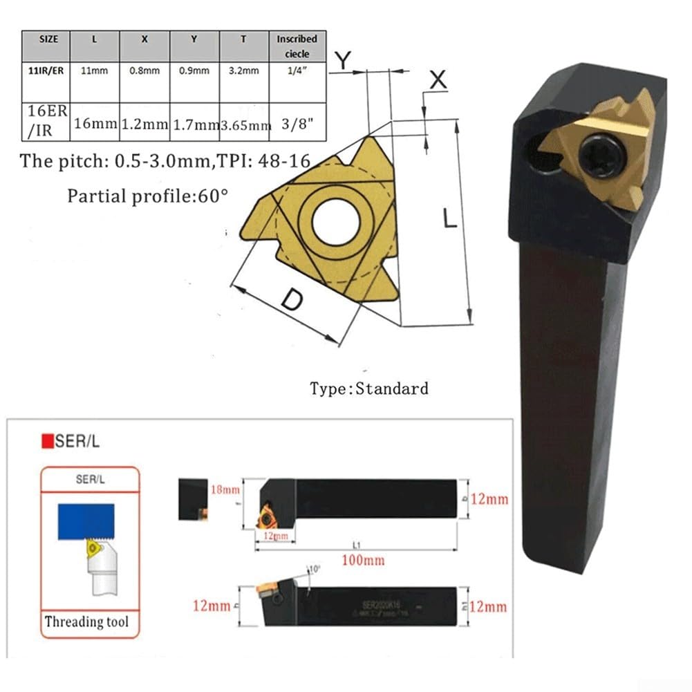 CNC-Drehmaschinen-Werkzeughalter-Kit SER1212H16 SEL1212H16 mit 16ER AG60 16IR AG60 Hartmetalleinsätzen zum Drehen