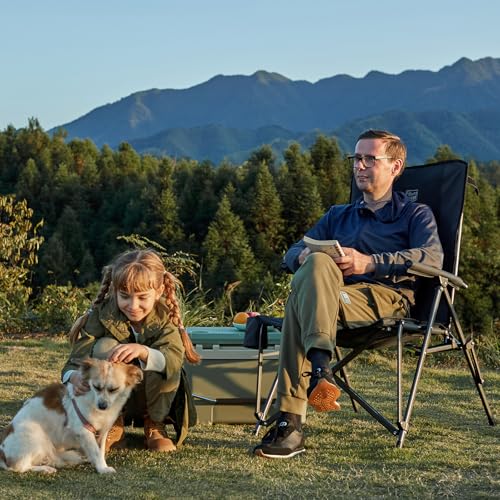 TIMBER RIDGE High Camping Chair for Adults Heavy Duty, 150kg Oversized Folding Garden Chairs Padded Comfy with High Back & Cup Holder, Portable Beach Fishing outdoor Picnic Dining - Image 3