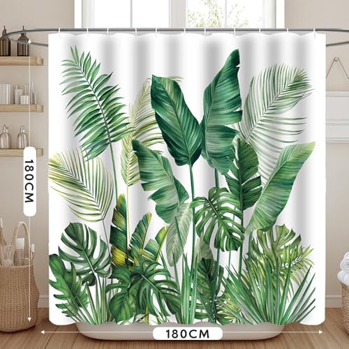 Chingde Duschvorhang, Shower Curtains 180x180, Schnell Trocknen, Wasserdicht, Schimmeldicht, Maschinenwaschbar, Polyester, mit Ösen und 12 Ringe, für Duschkammer, Badezimmer (D)
