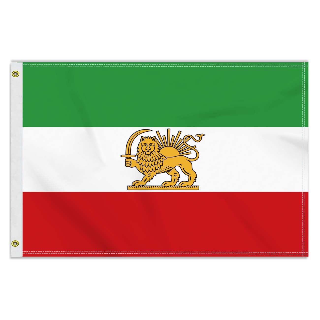 Large 60 x 90 cm The Old Iran Flag, 2 x 3 ft Medium 150D Old Iranian Banner, Durable Doube Side Print Decor Brass Eyelets Medium Old Iran