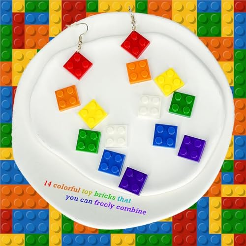 Teacher Building Block Earrings for Women Pride Dangle Earrings Colorful Toy Earrings Freely Combinable Toys Fashionable Interesting Building Block Earrings Jewelry4