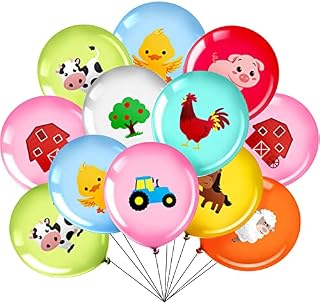 36 Pieces 12 Inch Farm Animal Balloons, Pig Cow Sheep Latex Balloons Tractor Barnyard Animal Farmhouse Party Decoration for Kids Baby Shower Farm Animal Themed Birthday Party Favors Indoor Outdoor