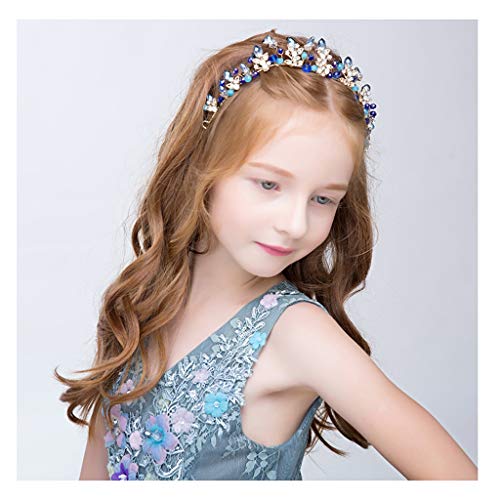 ZGP &Headdress Crown Flower Girl Flower Wreath Hair Accessories Princess Crown Blue Diamonds Headband Garland Performance Performance Clothing Accessories floral garland