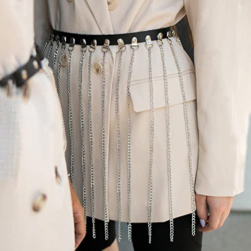 Punk Leather Body Belt Chains Black Waist Chain Layered Nightclub Ring Belt Belly Chains Rave Party Body Accessories for Women4