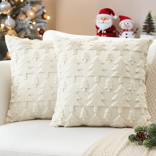 JOTOM 2er Set Weihnachten Kissenbezüge, Plüsch Kurze Wolle Dekorativ Zierkissenbezüge Weihnachtsbaum Kissenhüllen Sofakissen Kissenbezug Weihnachtsdeko für Wohnzimmer Garten (45x45cm, Creme Beige) JOTOM 2er Set Weihnachten Kissenbezüge, Plüsch Kurze Wolle Dekorativ Zierkissenbezüge Weihnachtsbaum Kissenhüllen Sofakissen Kissenbezug Weihnachtsdeko für Wohnzimmer Garten (45x45cm, Creme Beige)