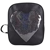 Goodbag Clear Candy Ita Bag Transparent Love Heart Backpack Casual Cute Backpacks for Women(Black)