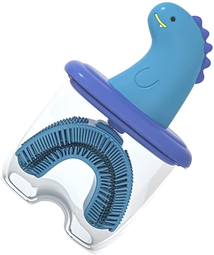 Kisangel Cepillo de dientes manual para niños, cepillo de dientes de silicona con cabeza en forma de U, cepillo de limpieza de boca entera con