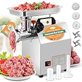 Newhai 950W Commercial Meat Grinder Electric Meat Grinding Machine Heavy Duty Industrial Meat Mincer Sausage Stuffer 3/6/8mm Grinding Plates Grinding Chicken Bones for Restaurant 1.3HP 110V US