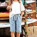 Girls Love Print Cotton Linen Shorts Knee Length Summer Casual Bermuda Shorts with Pockets for Kids 3-13 Years Blue