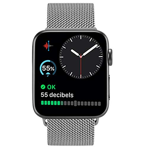 ATUP メタルバンドコンパチブル Apple Watch バンド 38mm 40mm 42mm 44mm,ミラネーゼループ アップルウォッチバンド，コンパチブル iWatch 通用ベルト apple watch series 5/4/3/2/1に対応 交換ベルトステンレス製 (42mm/44mm, シルバ)