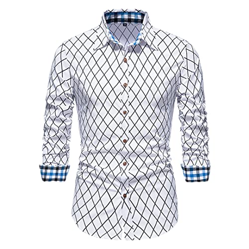 Chemise à carreaux pour homme coupe droite regular grand motif blanc taille XXL