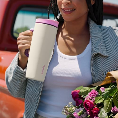 Image of Owala SmoothSip Slider Stainless Steel Insulated Travel Mug with handle, 100% Leak Proof, For Hot and Cold Drinks, Travel Friendly with Sliding Lock Lid, 24 oz, BPA Free, Leak Proof, High Dive