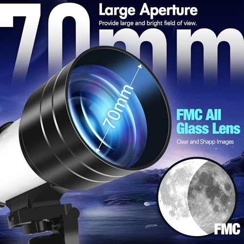 Telescope, Telescope for Adults & Kids, 70mm Aperture 400mm Portable Refractor Telescopes for Astronomy Beginners, Travel Telescopes AZ Mount Fully Multi-Coated Optics with Phone Adapter