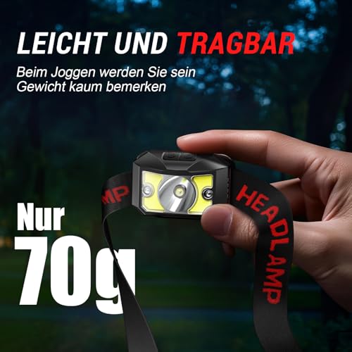 Foto von Kleinigkeiten Weihnachten Adventskalender Füllung Geschenke für Männer Stirnlampe Led Wiederaufladbar Kopflampe Stirnlampe Kinder mit Rotlicht 8Lichtmodi Sensor Angelzubehör Notfall Ausrüstung Camping