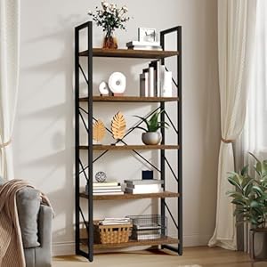 YITAHOME Bücherregal mit 5 Ebenen Vintagebraun
