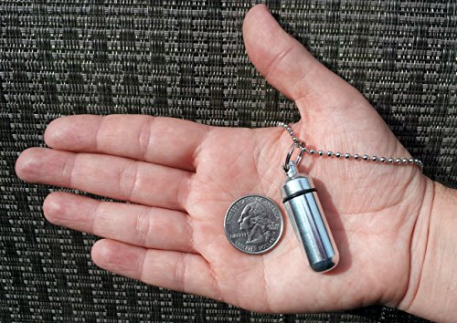 Brushed Silver Mini Engraved Holy Water Bottle/Vial/Urn Anointing - Includes Velvet Pouch, Ball-Chain & Fill Kit C #TOP3