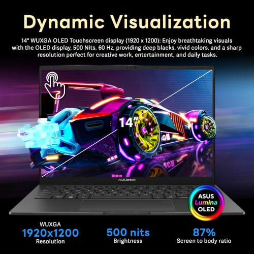 Image of ASUS Zenbook 14 14 inch 2K OLED Touchscreen Laptop, AMD Ryzen AI 9 465, 16GB LPDDR5X, 3TB Storage(2TB SSD+1TB Docking Station), AMD Radeon Graphics, Copilot+ PC, Backlit Keyboard, Win 11, Jasper Gray