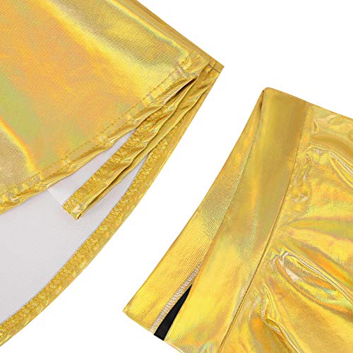 Image of HDE Girl's Metallic Skater Skort Dance Athletic Shiny Holographic Scooter Skirt