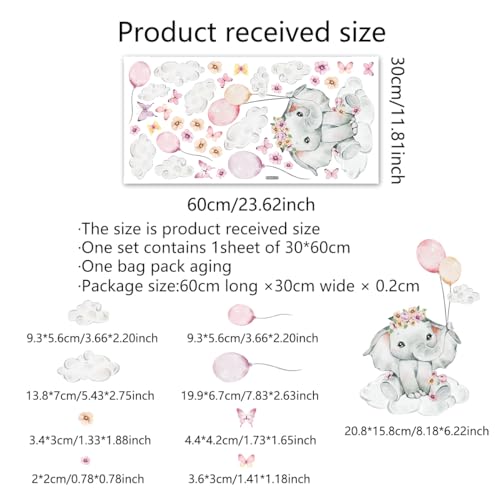 Vinilos Decorativos elefante rosa para pared infantil miniatura 2