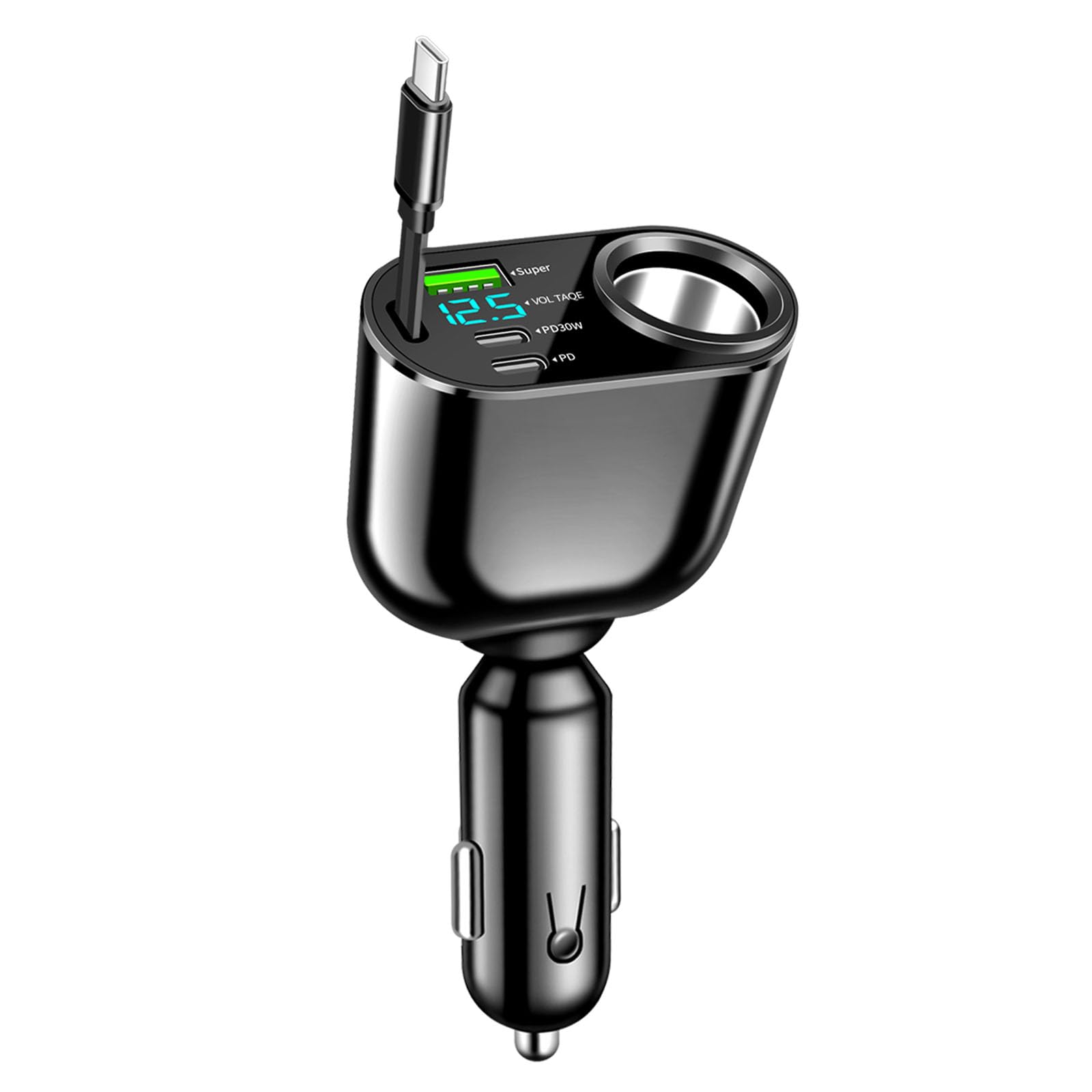 180W Caricabatteria da Auto Accendino Accendisigari Auto USB C Splitter 90W