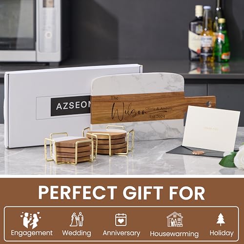 Tabla de cortar rectangular de mármol y madera con posavasos miniatura 2