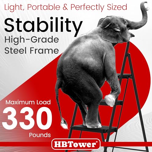 HBTower Step Ladder, Step Stool Foldable for Adults with Wide Anti-Slip Pedal, Lightweight 4 Step Ladders for Home - Image 5