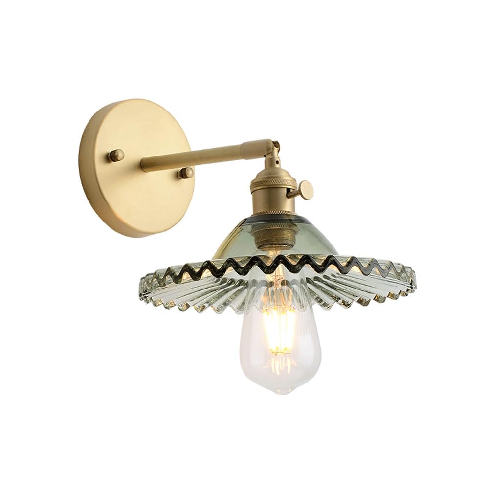 ASerZenith Led Wall Sconce, Copper Lighting, Wall Mount Light Fixtures, Wall Lamp For Bedroom, Living Room,Hallway(Green Glass)