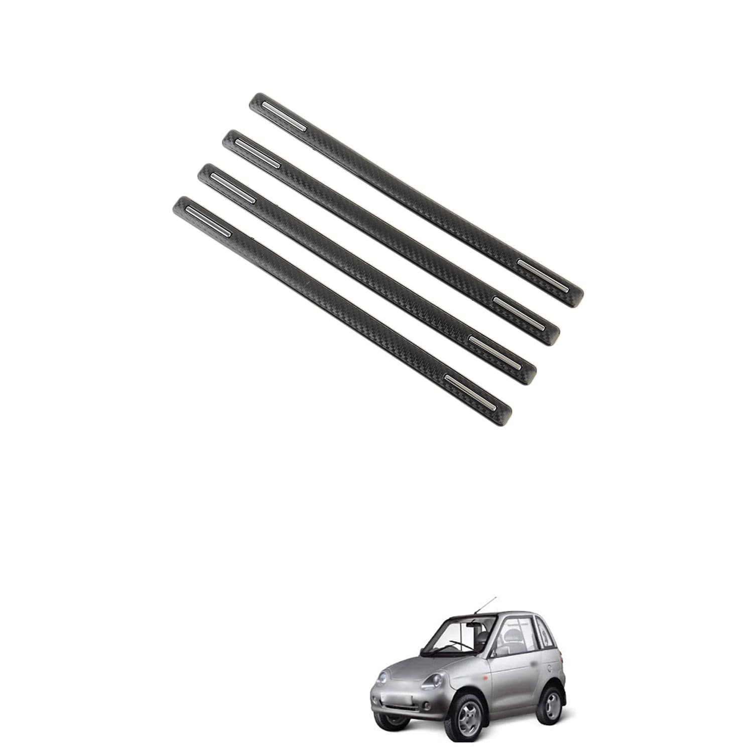 PRIKNIK Car Bumper Protector Guard Front Bumper Rear Bumper Protection with Metal Carbon Fiber Design 4Pcs Compatible with M-aini R-eva