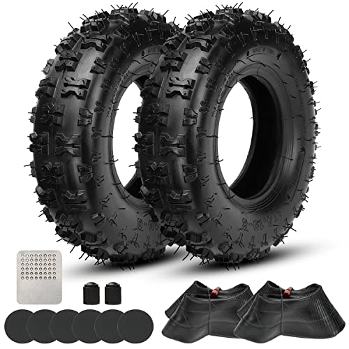 GREHUA 4.10/3.50-6 4.10-6 Tire and Inner Tube Compatible with Lawn Mower Snow Blower Mini Bike Go Kart Wheelbarrow 4.10x6 Tire Tubes for Hand Truck Wagon Trailer Trolley ATV Quad 4 Wheeler (2 Pack)