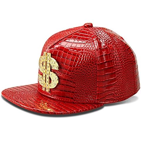 Hip Hop Hat,Flat-Brimmed Hat,Rock Cap,Adjustable Snapback Hat for Men and Women (red) Cover