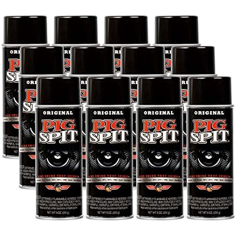 Pig Spit Original for Use on Motors, Transmissions, Vinyl and Black Plastic Trim Components and Tires, 9 oz, 12-Pack Cover