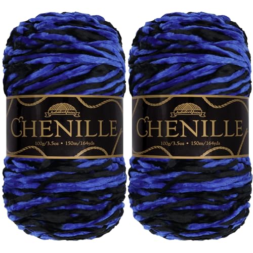 JubileeYarn Chenille Yarn - Worsted Weight - 100g/Skein - Atlantis - 2 Skeins, 201 Atlantis