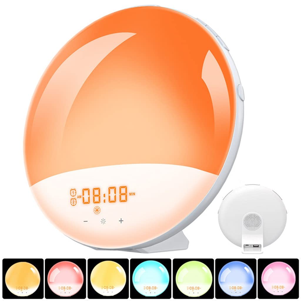 Luce Sveglia Digitale, Sleep Trainer, con 7 Colori Che Cambiano, FM Radio, Touch Control, Funzione Snooze, Sveglia All'alba, per la Camera da Letto delle Ragazze dei Ragazzi