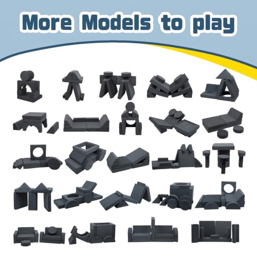 Image of Edbuosy 22Pcs Modular Kids Play Couch - Kids Couch for Playroom Bedroom Living Rooms Toddler Sofa for Inspiring Child Creativity,Children Convertible Foam Sofa (Warm Gray, 22PSC)
