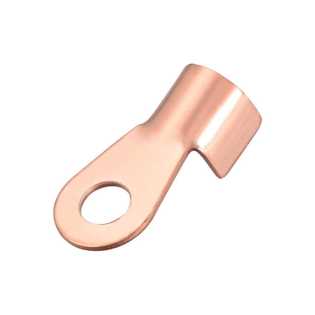 25 Pack - 6 AWG Bare Copper Ring Terminals, 1/2" Hole, Uninsulated Electrical Lugs 4 thumbnail image