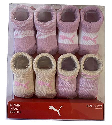Puma Baby Girl’s 4 Pair Premium Infant Booties Socks Size 0-12M Gift Box #TOP8