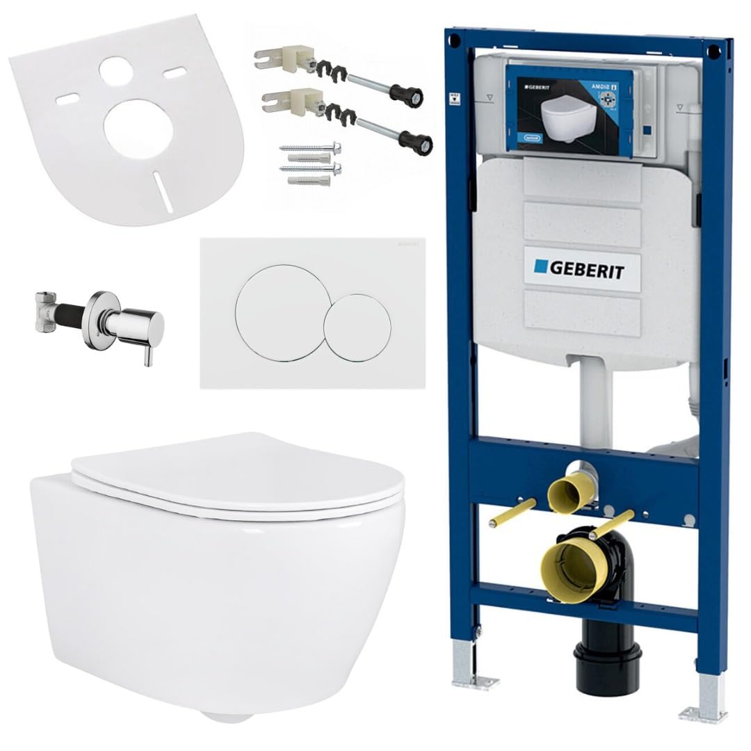 Geberit Hänge Wand Dusch WC Spülrandlos Toilette Set