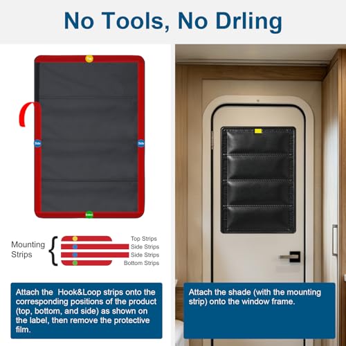 Image of RV Door Window Shade Cover - RV Blackout Window Cover with UV Protection and Privacy Features (25 * 16 in) Foldable Magnet Design, Waterproof Fabric (Black1, 2 Pack (25 inch L x 16 inch W))