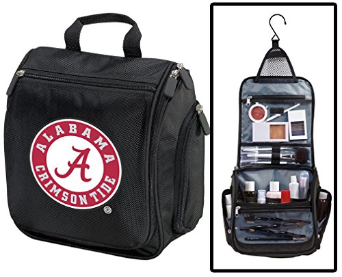 Broad Bay Alabama Toiletry Bags Or Hanging University of Alabama Shaving Kit for Men (Black - Round Logo)