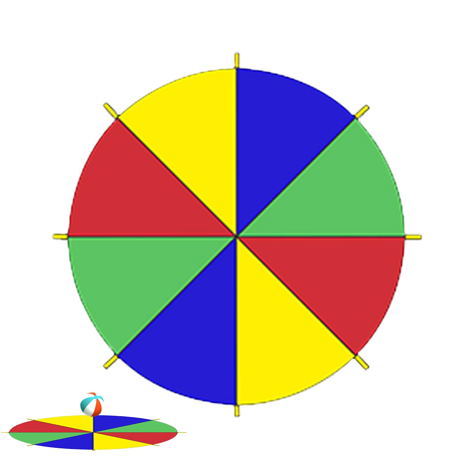 Rainbow Parachute, paracadute multicolore con manici, gioco di cooperazione per famiglia ed esercizio di gruppo