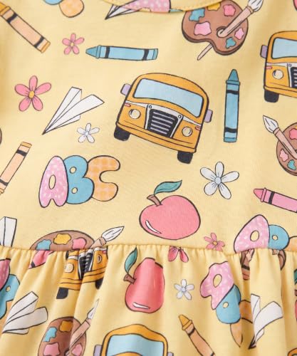 Image of Unique Baby Girls' Short Sleeve Everyday Printed Dresses for Kid and Toddler, Sizes 2T-12Y
