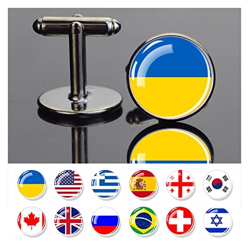 Mancuernillas Bandera EE.UU Grecia Rusia Ucrania Plata miniatura 2