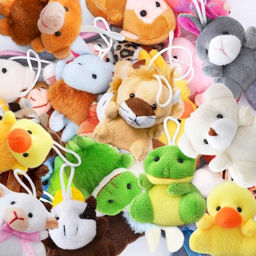 Vlecexs Mini Plüschtiere, 24PCS Mini Kuscheltier, Kleine Stofftiere, Mitgebsel Kindergeburtstag Gastgeschenke, Weihnachten Füllung, Tombola Preise, Plüsch Schlüsselanhänge, Kleine Geschenke für Kinder